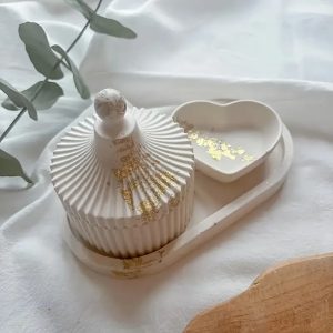 Vanity Organizer Tray Set With Candle Holder