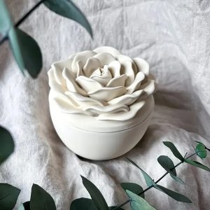 Rose Design Container With Candle